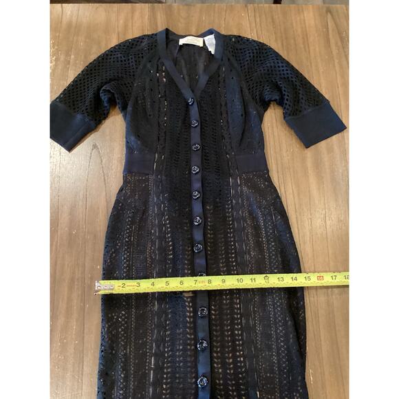 Anthropologie Beguile Byron Lars Mona Black Lace Button Front knit midi Dress 0 - Picture 5 of 12